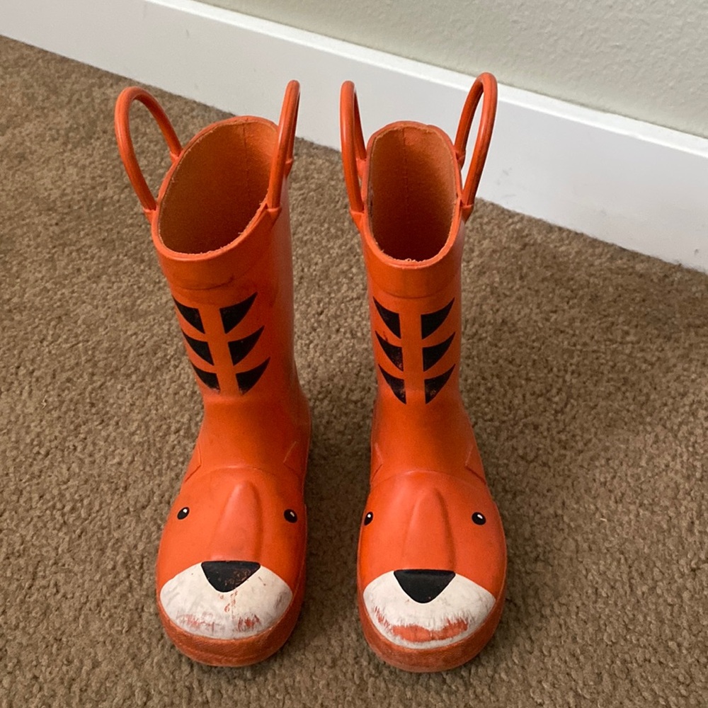Orange tiger Carter rain boots size 6m - Picture 1 of 4